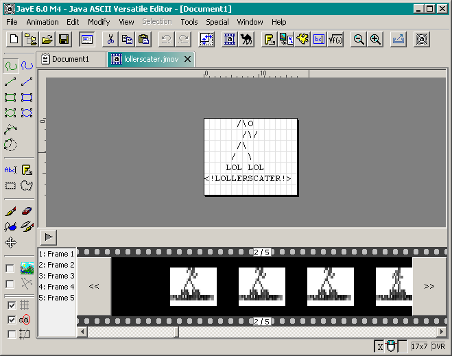 screenshot: animation editor